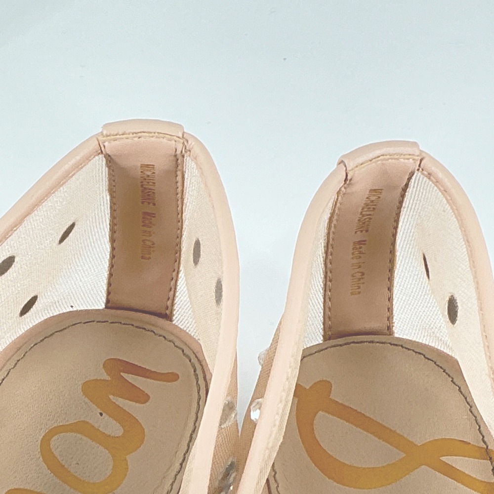 Sam Edelman Size 8.5 Mesh Crystal Mary Jane Flats Nude Beige Rhinestone Michaela - Picture 6 of 14